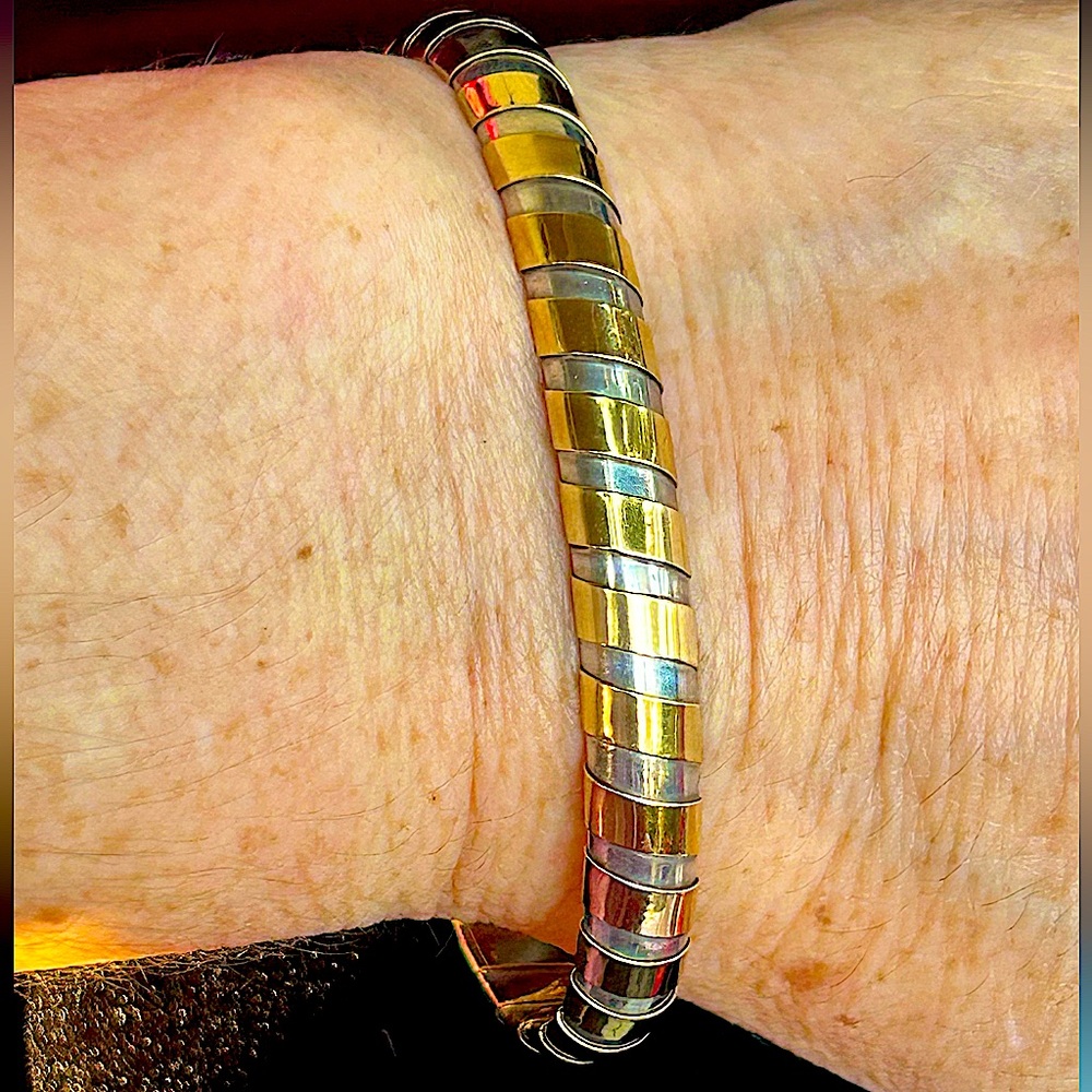 CARTIER VINTAGE & VERY RARE TUBOGAS 18K YELLOW GOLD & Sterling Cuff.  30 Grams - Picture 10 of 12
